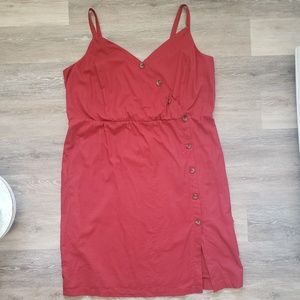 Trendy Plus Red Button Dress
